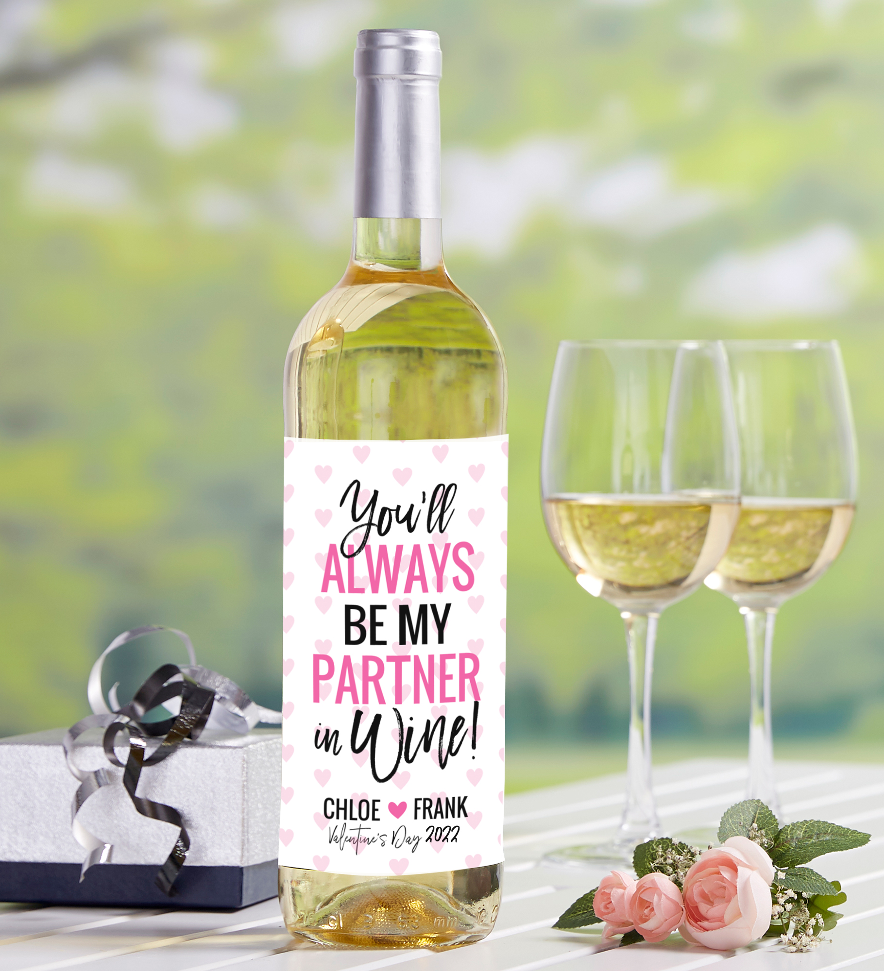 You'll Always Be My Partner In Wine Personalized Valentine's Day Wine Label